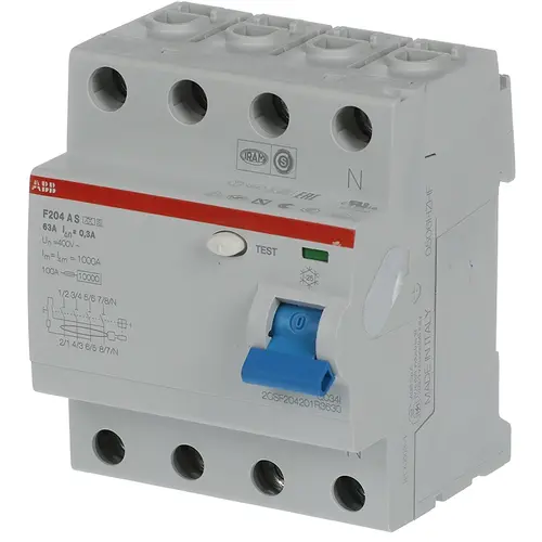 ABB F204 A S-63/0.3 Aardlekschakelaar 63A 4P kl.A