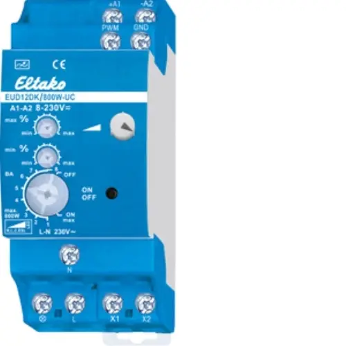 Eltako EUD12DK/800W-UC universele DIN-rail LED dimmer tot 800W. Voor dimbare LED + R/L/C last