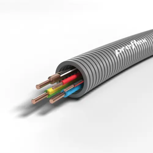 Preflex 1234000835 flexibele buis 20 mm voorbedraad 3 x 2.5 mm² br/bl/gg + 3 x 1.5 mm² zw-ro/zw-wt/ro rol van 100 meter
