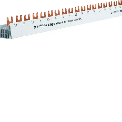 Hager KDN451E kamrail vork 3x P+N 80A 16mm2 54-modulen