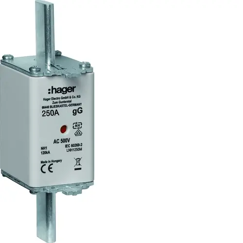 Hager NH1 KTF M250A 500V Smeltpatroon (mes) NH1 250A