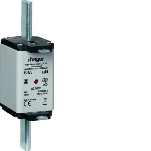 Hager NH2 KTF MK63A 500V Smeltpatroon (mes) NH2 63A