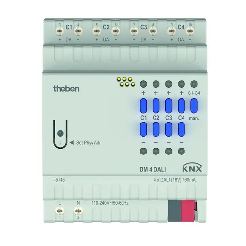 Theben 4940300 DALI dimactor 4 kanaals 4 x 30 DALI drivers DALI-2 KNX