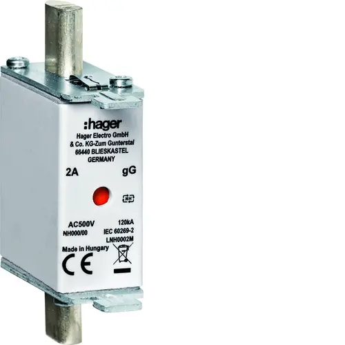 Hager NH000 KTF M80A 500V Smeltpatroon (mes) NH000 80A