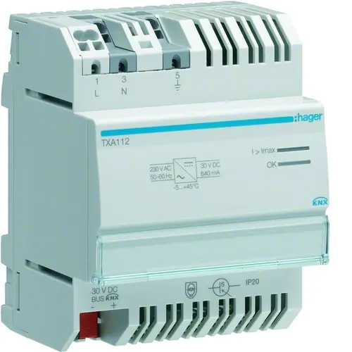 Hager TXA112 voed module 230ac/30dc 4mod