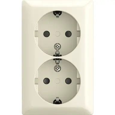 Busch-Jaeger 202 EAPBJ-522 wandcontactdoos met randaarde Safety+ 2-voudig opbouw Balance AP creme