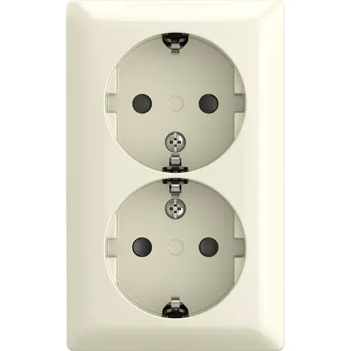 Busch-Jaeger 202 EAPBJ-522 wandcontactdoos met randaarde Safety+ 2-voudig opbouw Balance AP creme