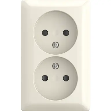 Busch-Jaeger 202 APBJ-522 wandcontactdoos zonder randaarde Safety+ 2-voudig opbouw Balance AP creme
