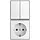 Busch-Jaeger 2601/5/20 EAPBJ-524 combinatie serieschakelaar en wandcontactdoos randaarde Safety+ opbouw Balance AP wit