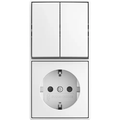 Busch-Jaeger 2601/5/20 EAPBJ-524 combinatie serieschakelaar en wandcontactdoos randaarde Safety+ opbouw Balance AP wit