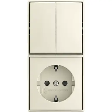 Busch-Jaeger 2601/5/20 EAPBJ-522 combinatie serieschakelaar en wandcontactdoos randaarde Safety+ opbouw Balance AP creme