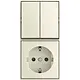Busch-Jaeger 2601/5/20 EAPBJ-522 combinatie serieschakelaar en wandcontactdoos randaarde Safety+ opbouw Balance AP creme