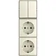 Busch-Jaeger 2601/5/20/2 EAPBJ-522 combinatie serieschakelaar en 2x wandcontactdoos randaarde Safety+ opbouw Balance AP creme