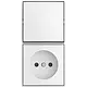 Busch-Jaeger 2601/6/20 APBJ-524 combinatie wisselschakelaar en wandcontactdoos zonder randaarde Safety+ opbouw Balance AP wit