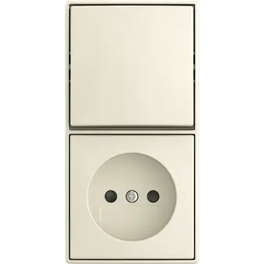 Busch-Jaeger 2601/6/20 APBJ-522 combinatie wisselschakelaar en wandcontactdoos zonder randaarde Safety+ opbouw Balance AP creme