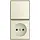 Busch-Jaeger 2601/6/20 APBJ-522 combinatie wisselschakelaar en wandcontactdoos zonder randaarde Safety+ opbouw Balance AP creme