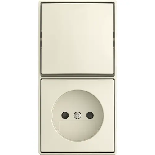 Busch-Jaeger 2601/6/20 APBJ-522 combinatie wisselschakelaar en wandcontactdoos zonder randaarde Safety+ opbouw Balance AP creme
