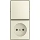 Busch-Jaeger 2601/6/20 APBJ-522 combinatie wisselschakelaar en wandcontactdoos zonder randaarde Safety+ opbouw Balance AP creme
