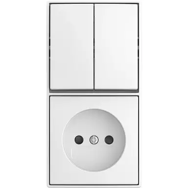 Busch-Jaeger 2601/5/20 APBJ-524 combinatie serieschakelaar en wandcontactdoos zonder randaarde Safety+ opbouw Balance AP wit