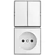 Busch-Jaeger 2601/5/20 APBJ-524 combinatie serieschakelaar en wandcontactdoos zonder randaarde Safety+ opbouw Balance AP wit