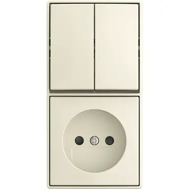 Busch-Jaeger 2601/5/20 APBJ-522 combinatie serieschakelaar en wandcontactdoos zonder randaarde Safety+ opbouw Balance AP creme