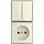 Busch-Jaeger 2601/5/20 APBJ-522 combinatie serieschakelaar en wandcontactdoos zonder randaarde Safety+ opbouw Balance AP creme