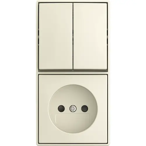 Busch-Jaeger 2601/5/20 APBJ-522 combinatie serieschakelaar en wandcontactdoos zonder randaarde Safety+ opbouw Balance AP creme