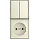 Busch-Jaeger 2601/5/20 APBJ-522 combinatie serieschakelaar en wandcontactdoos zonder randaarde Safety+ opbouw Balance AP creme