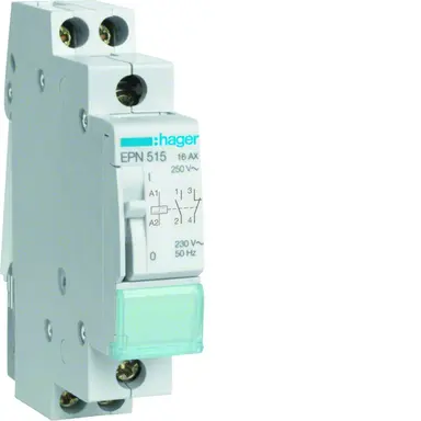 Hager EPN515 impulsrelais 1x maakcontact - 1x verbreekcontact 16A 230V AC