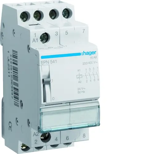 Hager EPN541 impulsrelais 4x maak 16A 24V AC