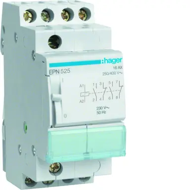 Hager EPN525 impulsrelais 2x maakcontact - 2x verbreekcontact 16A 230V AC
