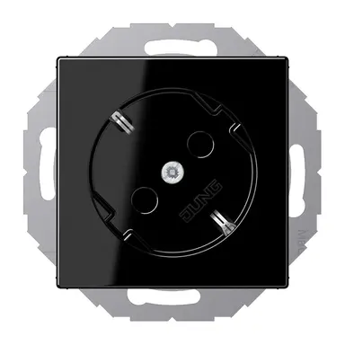 JUNG A 520-45 N SW wandcontactdoos randaarde 45 graden A-range zwart glans