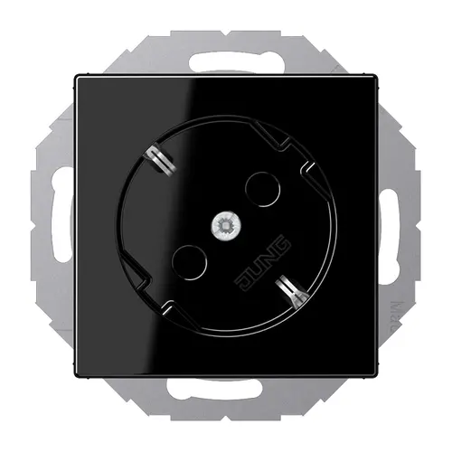 JUNG A 520-45 N SW wandcontactdoos randaarde 45 graden A-range zwart glans