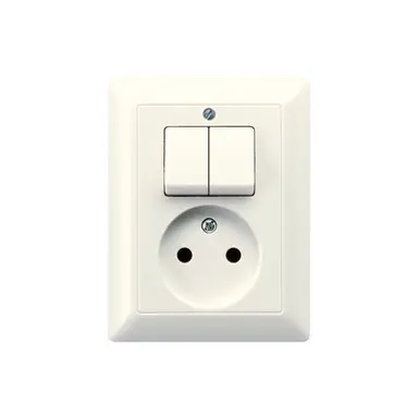 JUNG AS 5545 EU combinatie serieschakelaar/wandcontactdoos zonder randaarde AS500 creme