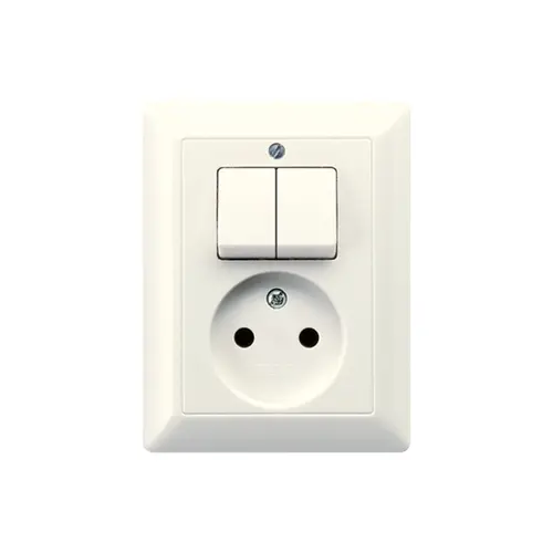 JUNG AS 5545 EU combinatie serieschakelaar/wandcontactdoos zonder randaarde AS500 creme