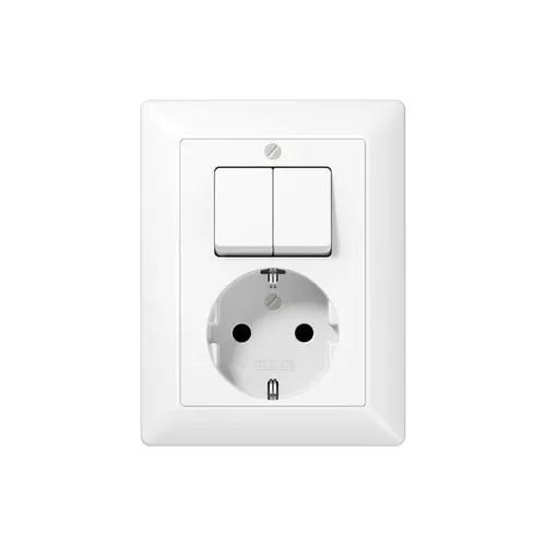 JUNG AS 5575 EU WW combinatie serieschakelaar/wandcontactdoos randaarde AS500 alpine wit