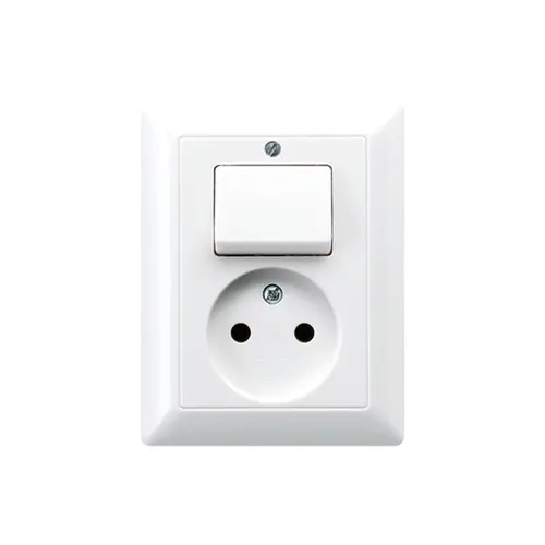 JUNG AS 5546 EU WW combinatie schakelaar/wandcontactdoos zonder randaarde AS500 alpine wit