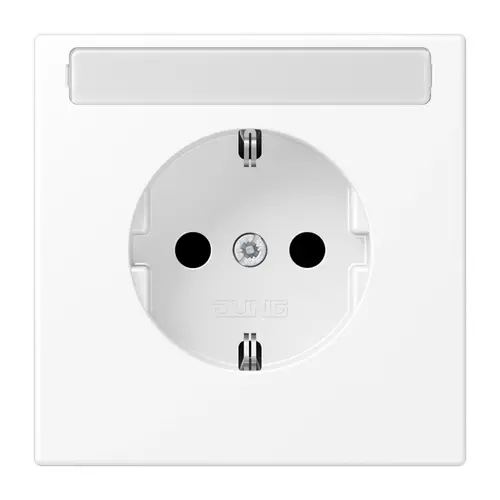 JUNG LS 1520 NKINA WWM wandcontactdoos randaarde tekstvenster Safety+ LS990 sneeuwwit mat