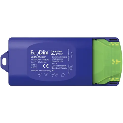 EcoDim ED-10067 LED-driver/trafo 12V DC dimbaar 0-30W