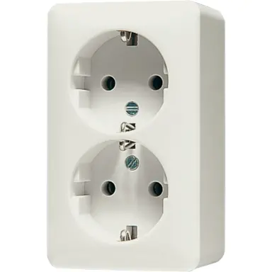 JUNG 6020 KIA opbouw wandcontactdoos 2-voudig randaarde Safety+ AP600 creme