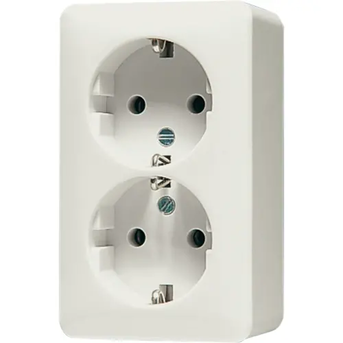 JUNG 6020 KIA opbouw wandcontactdoos 2-voudig randaarde Safety+ AP600 creme