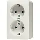 JUNG 6020 KIA opbouw wandcontactdoos 2-voudig randaarde Safety+ AP600 creme