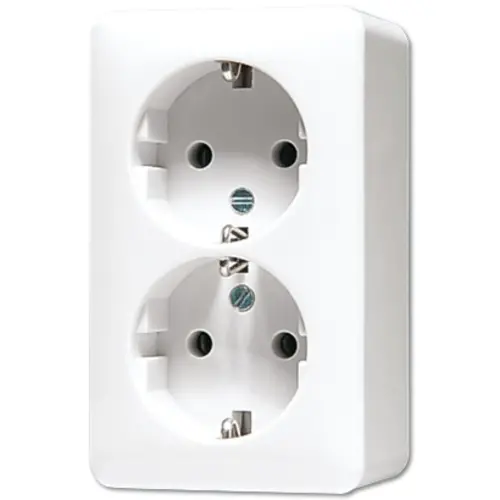 JUNG 6020 KIA WW opbouw wandcontactdoos 2-voudig randaarde Safety+ AP600 alpine wit
