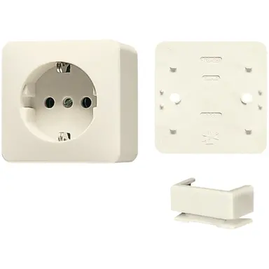 JUNG B 620 A opbouw wandcontactdoos randaarde incl. bodemplaat en invoerstuk AP600 creme