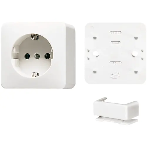 JUNG B 620 A WW opbouw wandcontactdoos randaarde incl. bodemplaat en invoerstuk AP600 alpine wit