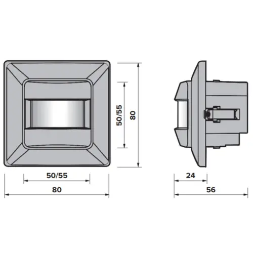 Klemko IB-PIR-W/LED Lumiko 870544 inbouw muur bewegingsmelder 2-draads voor LED-lampen 100W wit