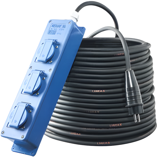 Keraf N053025016 verlengkabel 5 meter 3 x 2,5 mm² randaarde 3-voudig snoercentrale blauw