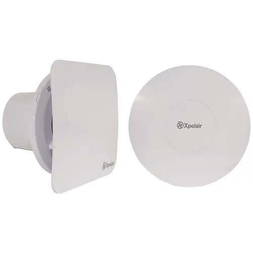 Xpelair C4HTSR 100mm inbouwventilator met timer en hygrostaat (vochtsensor) geleverd met rond en vierkant opzetstuk 230V 7W