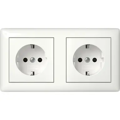 Gira 478603 wandcontactdoos randaarde Safety Plus set 2-voudig compleet voorbedraad voor duo-inbouwdoos Standaard 55 wit glans