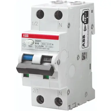 ABB DS 201 B10/0.03 aardlekautomaat 1P+N 10A 30mA B-karakteristiek 6kA